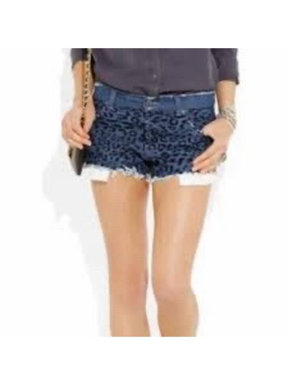 Ksubi NWT Albuquerque Cut-Off Shorts Womens Size 25 Blue Leopard Print